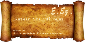 Ekstein Szilvánusz névjegykártya